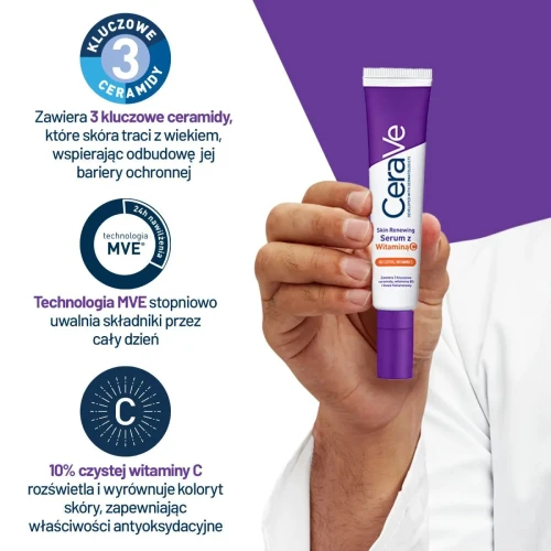 CeraVe Skin Renewing Serum z Witaminą C, 30 ml - Nawilżenie, wygładzenie i wyrównanie kolorytu skóry - 4