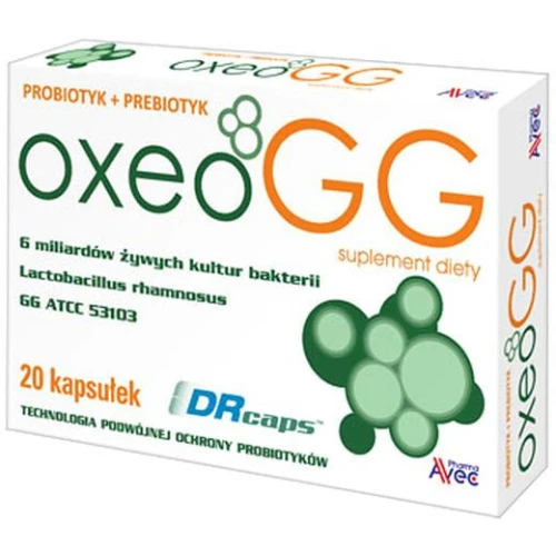 Oxeo GG, 20 kapsułek - Ze szczepem Lactobacillus rhamnosus ATCC 53103, który wspiera mikroflorę przewodu pokarmowego - 1