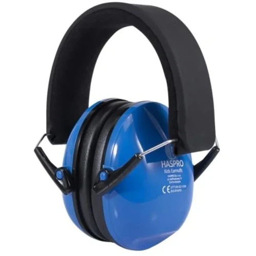 Haspro Kids Earmuffs, niebieskie nauszniki ochronne dla dzieci, 1 sztuka - Certyfikowane, zapewniają ochronę słuchu i izolację od hałasu otoczenia - 1