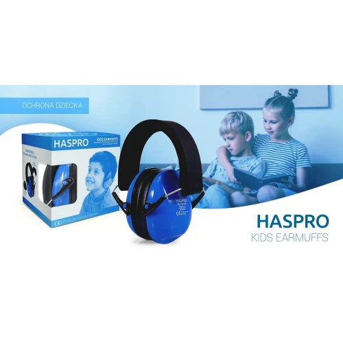 Haspro Kids Earmuffs, niebieskie nauszniki ochronne dla dzieci, 1 sztuka - Certyfikowane, zapewniają ochronę słuchu i izolację od hałasu otoczenia - 7