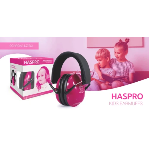 Haspro Kids Earmuffs, różowe nauszniki ochronne dla dzieci, 1 sztuka - Z regulacją i skutecznym tłumieniem hałasu SNR 27 dB - 9