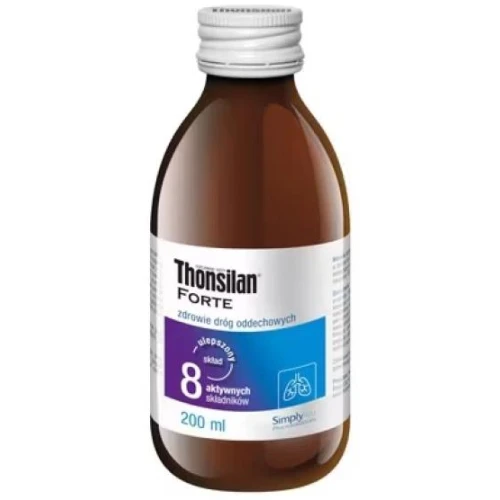 Thonsilan Forte, smak malinowy, syrop 200 ml - Pelargonia, prawoślaz, tymianek wspierają drogi oddechowe - 2