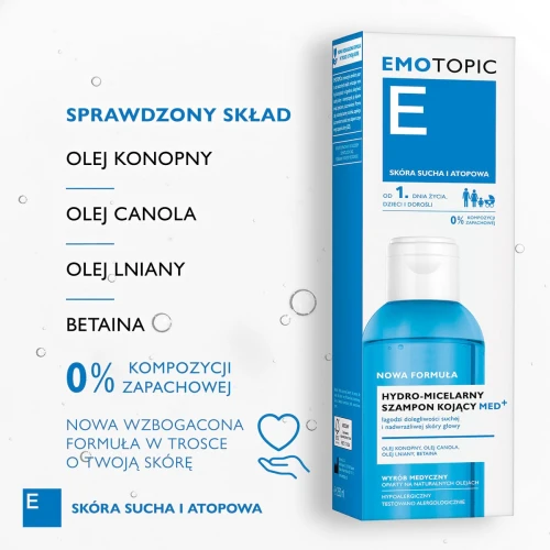 Emotopic Hydro-micelarny szampon kojący Med+, 250 ml - Dla suchej, wrażliwej i atopowej skóry głowy - 2