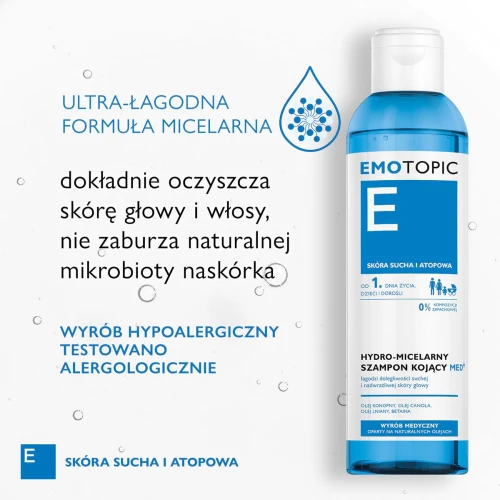 Emotopic Hydro-micelarny szampon kojący Med+, 250 ml - Dla suchej, wrażliwej i atopowej skóry głowy - 4