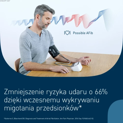 Omron M4 Connect Afib, ciśnieniomierz naramienny, 1 sztuka - Połączenie z aplikacją mobilną umożliwia łatwiejszy monitoring wyników - 5