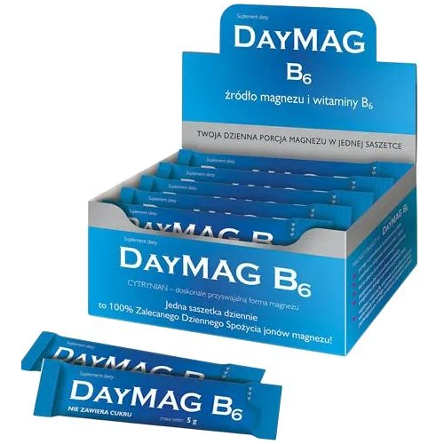 DayMag B6, 20 saszetek - Dobrze przyswajalna forma magnezu, wzbogacona witaminą B6 - 1