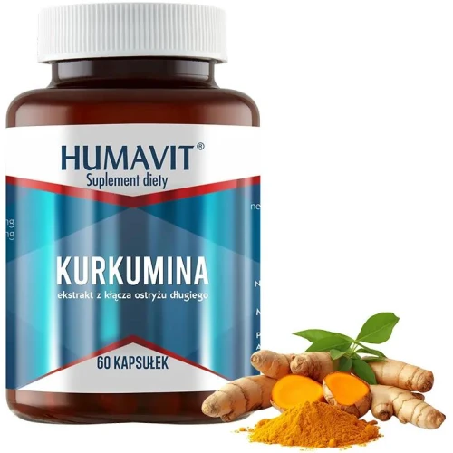 Humavit Kurkumina, 60 kapsułek - Ekstrakt standaryzowany na 40% kurkuminoidów, które wspierają odporność, trawienie i wątrobę - 1