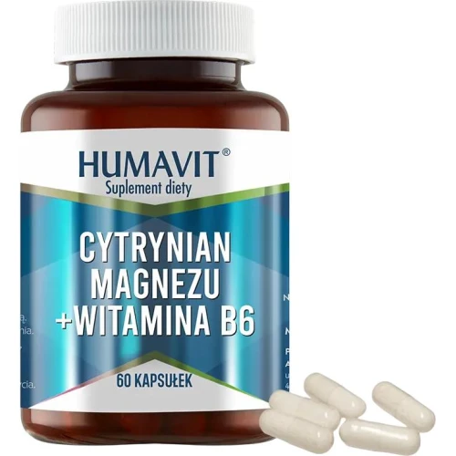 Humavit Cytrynian Magnezu + Witamina B6, 60 kapsułek - Wsparcie prawidłowego funkcjonowania układu nerwowego - 1