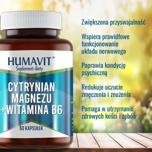Humavit Cytrynian Magnezu + Witamina B6, 60 kapsułek - Wsparcie prawidłowego funkcjonowania układu nerwowego - 2