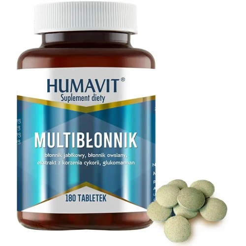 Humavit Multibłonnik, 180 tabletek - Błonnik rozpuszczalny i nierozpuszczalny z dodatkiem naturalnego prebiotyku - 1
