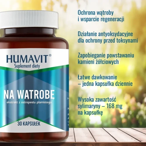Humavit na wątrobę, 30 kapsułek - Ekstrakt z ostropestu wspomaga pracę i regenerację wątroby  - 1