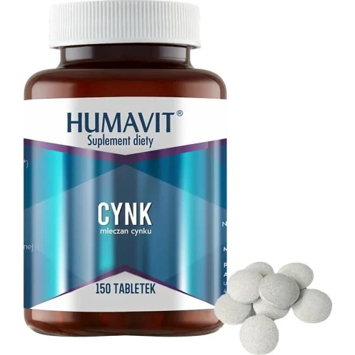 Humavit Cynk, 150 tabletek - Mleczan cynku wspiera wygląd skóry, włosów i paznokci - 1
