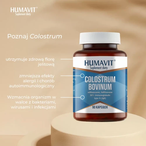 Humavit Colostrum Bovinum, 90 kapsułek - Siara bydlęca – bogactwo witamin z grupy B oraz A, D, E - 4