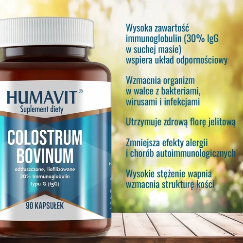 Humavit Colostrum Bovinum, 90 kapsułek - Siara bydlęca – bogactwo witamin z grupy B oraz A, D, E - 5