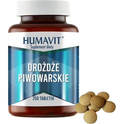 Humavit Drożdże Piwowarskie, 250 tabletek - Wpływają korzystnie na układ nerwowy oraz stan włosów, skóry i paznokci - 1