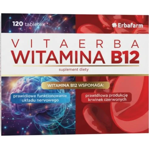 VitaErba Witamina B12, 120 tabletek - Wsparcie prawidłowego funkcjonowania ukladu nerwowego - 1