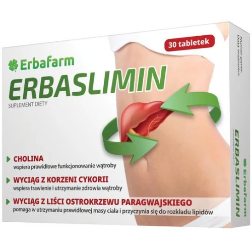 Erbaslimin, 30 tabletek - Wsparcie prawidłowego funkcjonowania wątroby i odchudzania - 1