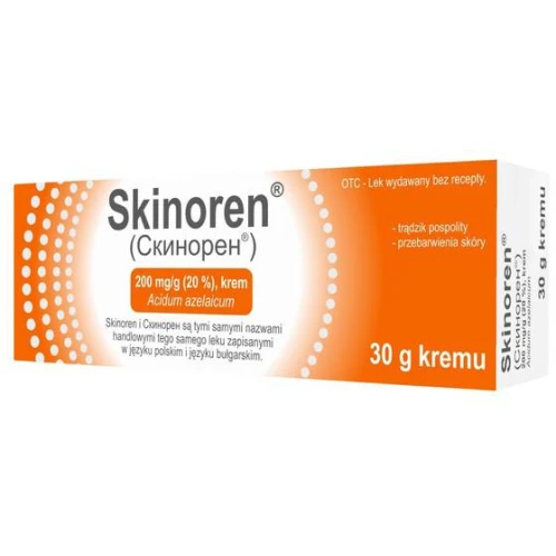 Skinoren 200 mg/g, krem 30 g Medezin (import równoległy) - Z kwasem azelainowym na trądzik - 1
