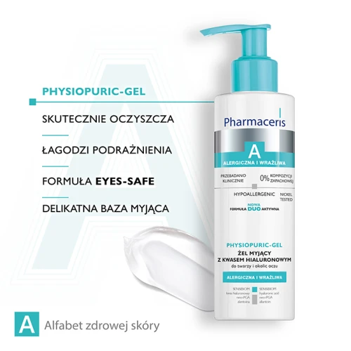 Pharmaceris A Physiopuric-Gel Żel myjący z kwasem hialuronowym do twarzy, 190 ml - Delikatne oczyszczanie i nawilżenie skóry wrażliwej - 3