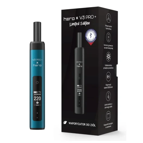 Hero X-Max V3 Pro+ Blue, Waporyzator do suszu, 1 sztuka - Z ulepszonym szklanym ustnikiem z magnesem - 5