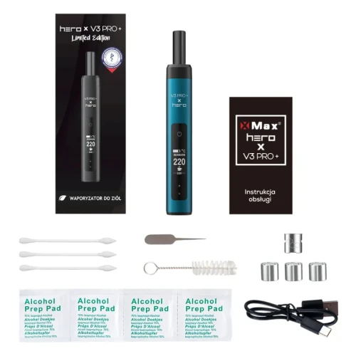 Hero X-Max V3 Pro+ Blue, Waporyzator do suszu, 1 sztuka - Z ulepszonym szklanym ustnikiem z magnesem - 7