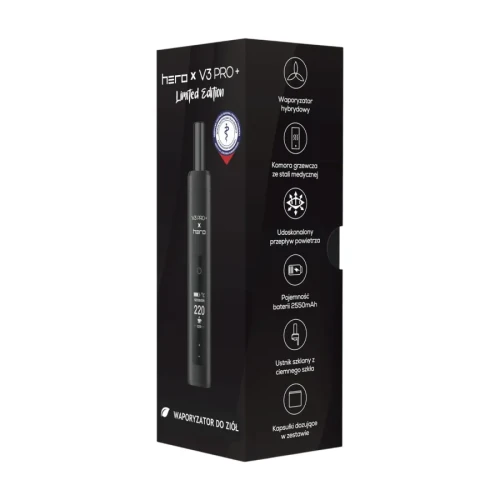 Hero X-Max V3 Pro+ Black, Waporyzator do suszu, 1 sztuka - Z ulepszonym szklanym ustnikiem z magnesem - 7