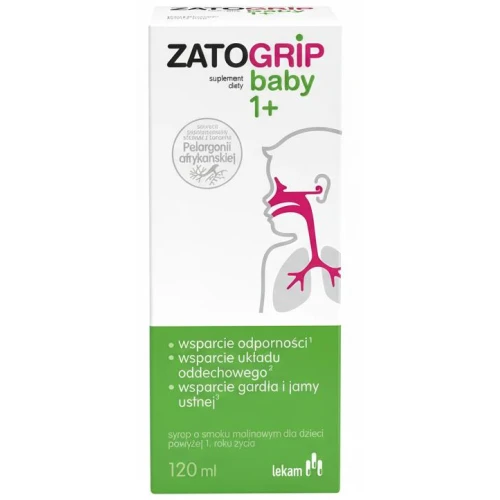 ZatoGrip Baby 1+, smak malinowy, syrop 120 ml - Ekstrakt z korzenia pelargonii i owoców czarnego bzu  - 3