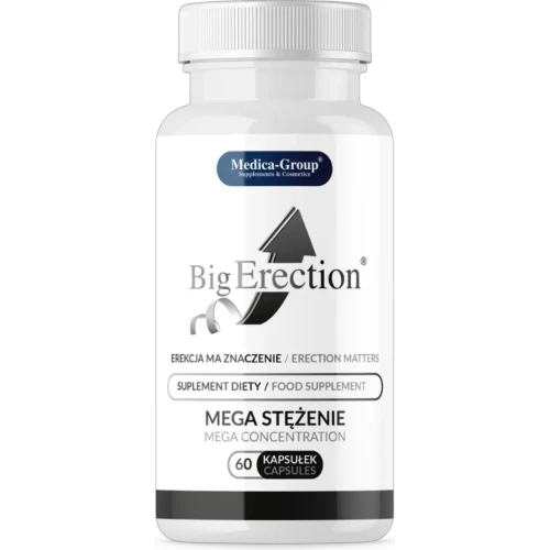Big Erection, Męska  pewność siebie, 60 kapsułek - L-argininę, żeń-szeń amerykański, korzeń maca – na mocną, silną erekcję - 1