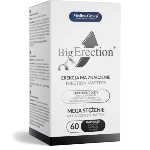 Big Erection, Męska  pewność siebie, 60 kapsułek - L-argininę, żeń-szeń amerykański, korzeń maca – na mocną, silną erekcję - 2