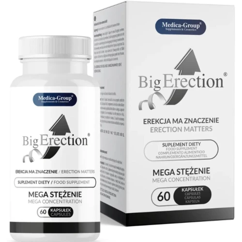 Big Erection, Męska  pewność siebie, 60 kapsułek - L-argininę, żeń-szeń amerykański, korzeń maca – na mocną, silną erekcję - 3