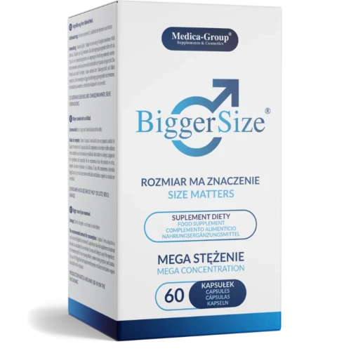 Bigger Size, Rozmiar ma znaczenie, 60 kapsułek - L-arginina, korzeń maca, żeń-szeń amerykański na powiększenie i pogrubienie penisa - 1