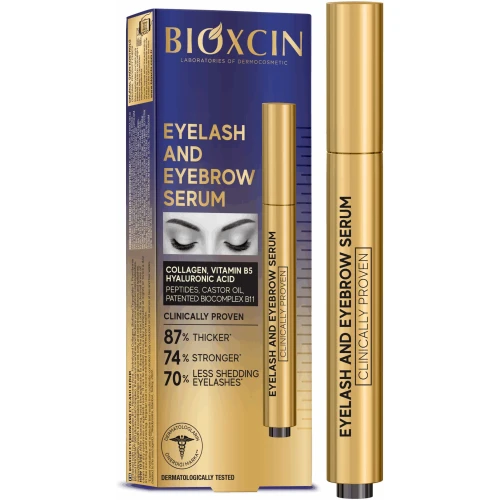 Bioxcin Serum do brwi i rzęs z kolagenem i kwasem hialuronowym, 3 ml - Wzmocnienie, odżywienie i poprawa gęstości brwi i rzęs - 1