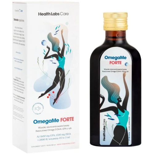Health Labs Care OmegaMe Forte Płyn, 160 ml - Naturalne kwasy Omega-3 z oleju rybiego z witaminami - 1