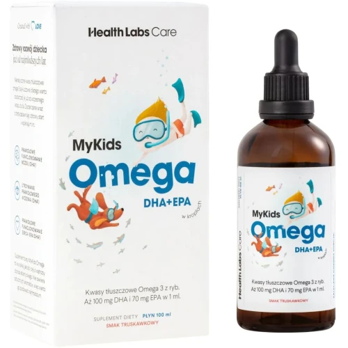 Health Labs Care MyKids Omega DHA + EPA Krople, 100 ml - Wysokokoncentrowane kwasy omega-3 w kroplach dla dzieci - 1