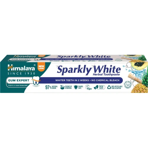 Himalaya Sparkly White Ziołowa pasta wybielająca, 75 ml - Usuwa powierzchniowe przebarwienia na zębach  - 1