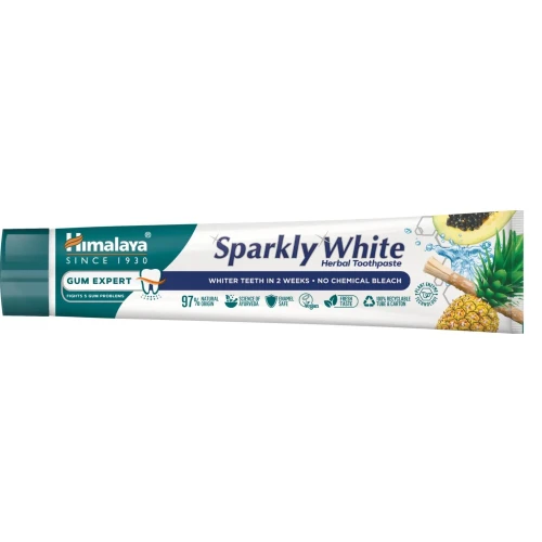 Himalaya Sparkly White Ziołowa pasta wybielająca, 75 ml - Usuwa powierzchniowe przebarwienia na zębach  - 2