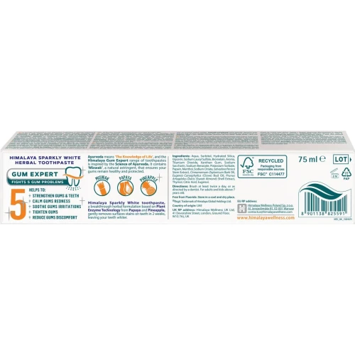 Himalaya Sparkly White Ziołowa pasta wybielająca, 75 ml - Usuwa powierzchniowe przebarwienia na zębach  - 3