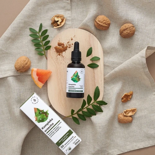 Aura Herbals Kompleks orzecha, krople 50 ml - Ekstrakty roślinne z orzecha włoskiego, goździka, cynamonu i grejpfruta - 1