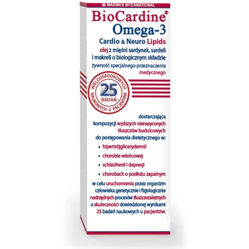 BioCardine Omega-3 Cardio & Neuro Lipids, olej 200 ml - Z mięśni sardynek, sardeli i makreli – w okresie  rekonwalescencji - 1
