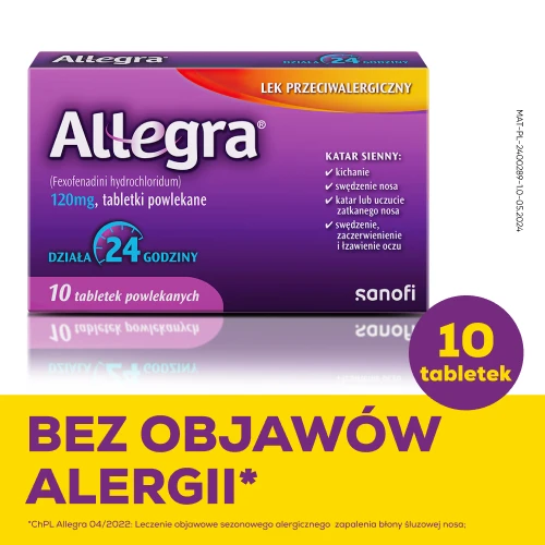 Allegra 120 mg, 10 tabletek powlekanych - Fexofenadini hydrochloridum 120 mg - 1