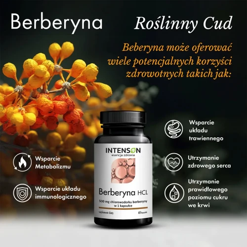 Intenson Berberyna, 60 kapsułek - Wsparcie metabolizmu i stabilnego poziomu cukru - 1