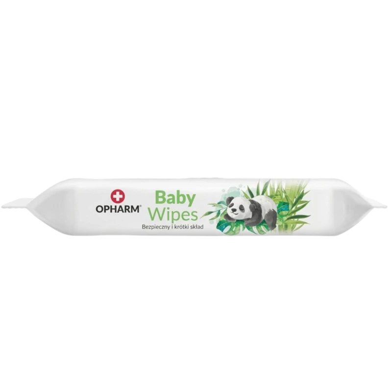 Opharm Baby Wipes chusteczki nawilżane 64 sztuki - W 99% z wody do pielęgnacji skóry od 1. dnia życia - 1