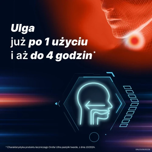 Orofar Ultra 8,75 mg, smak pomarańczowy, bez cukru, 24 pastylki twarde - Łagodzi objawy stanu zapalnego gardła - 7