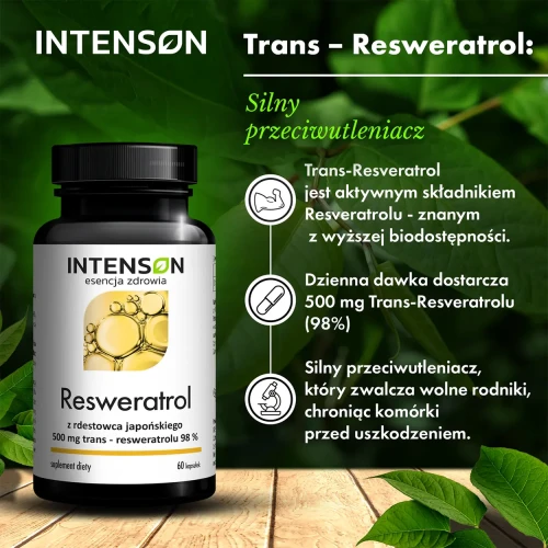 Intenson Resweratrol z Rdestowca Japońskiego, 60 kapsułek - Wsparcie układu odpornościowego - 1