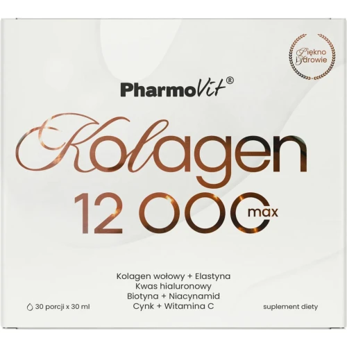 Pharmovit Kolagen 12000 Max, owoce tropikalne, płyn 30 fiolek x 30 ml - Wsparcie skóry, włosów, kości, paznokci i stawów - 2
