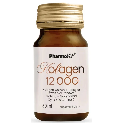 Pharmovit Kolagen 12000 Max, owoce tropikalne, płyn 30 fiolek x 30 ml - Wsparcie skóry, włosów, kości, paznokci i stawów - 3