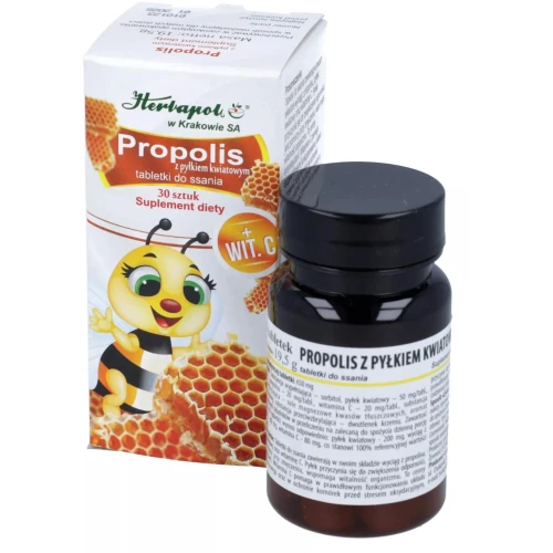 Propolis z pyłkiem kwiatowym, 30 tabletek do ssania - Naturalne wsparcie odporności i witalności - 1