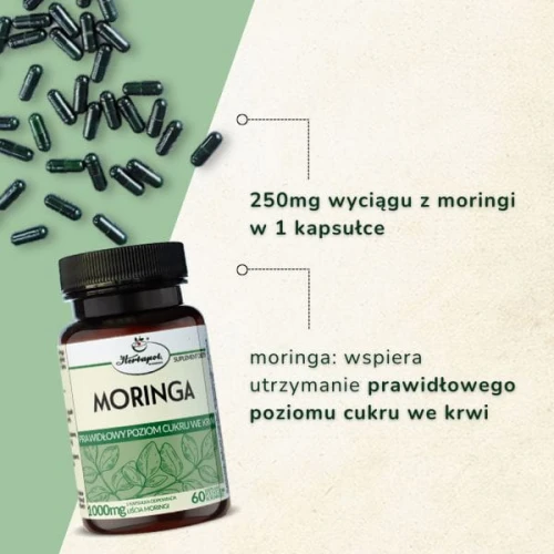 Moringa, 60 kapsułek - Pomaga utrzymać prawidłowy poziom cukru - 2