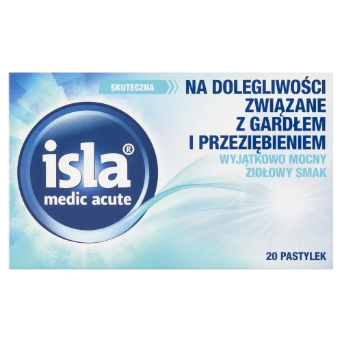 Isla Medic Acute, smak ziołowy, 20 pastylek do ssania - Łagodzi ból gardła i podrażeniania strun głosowych - 1