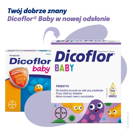 Dicoflor Baby, krople 2 x 5 ml - Probiotyk dla dzieci i niemowląt - 2